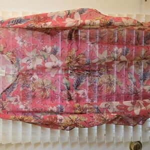 Floral Pink Sheer Cover Up